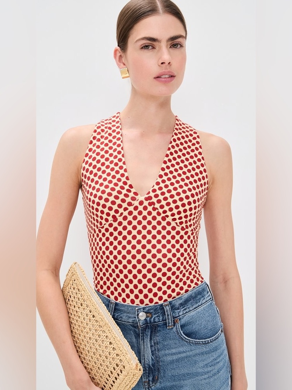 Reformation Bowie Knit Top in Pamplona Dot Size Small $78